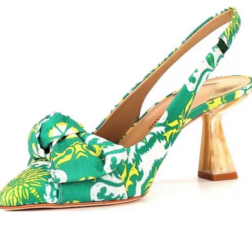 ANTONIO MELANI Green and Yellow Floral Heels